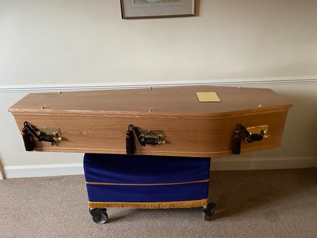 light oak burial coffin