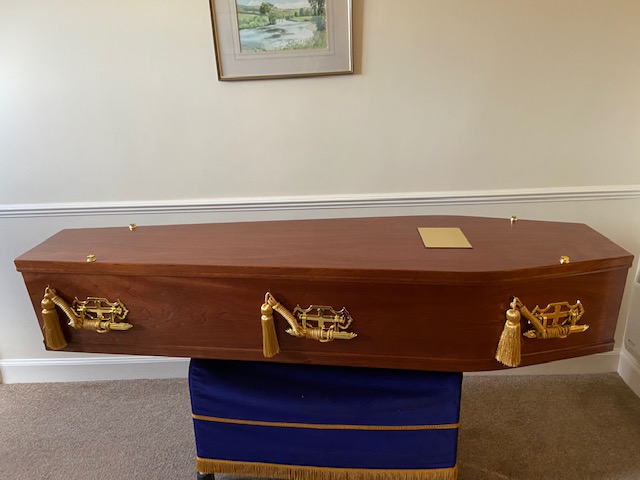 Mahogany burial coffin