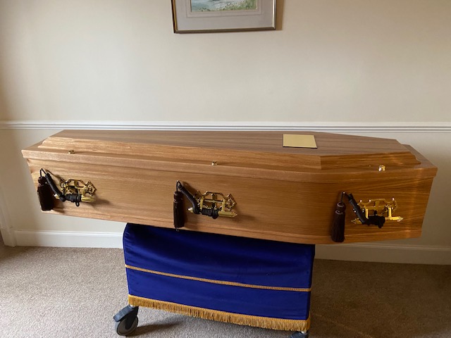 Elm raised lid burial coffin